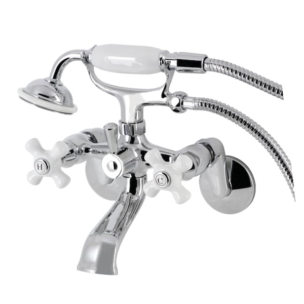 Kingston Brass KS266PXC Wall Mount Clawfoot Tub Faucet with Hand Shower, Polished Chrome KS266PXC - main
